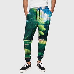 Брюки на резинке мужские Пейзаж в стиле аниме, цвет: 3D-принт — фото 2