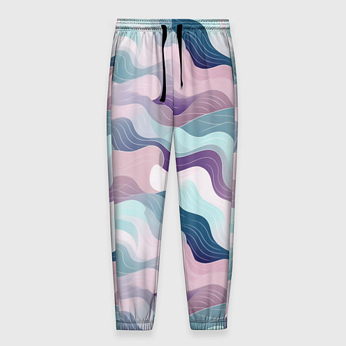 Мужские брюки Абстрактные волны разноцветные / 3D-принт – фото 1