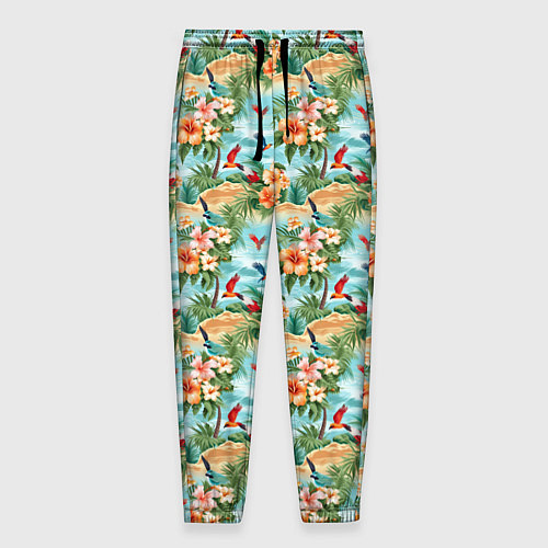 Мужские брюки Цветочный гавайский паттерн / 3D-принт – фото 1