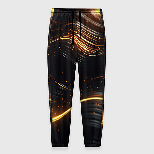 Мужские брюки Золотистые волны / 3D-принт – фото 1