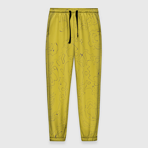 Мужские брюки Рябь - зеленовато-желтый и фиолетовый - узор Хуф и / 3D-принт – фото 1