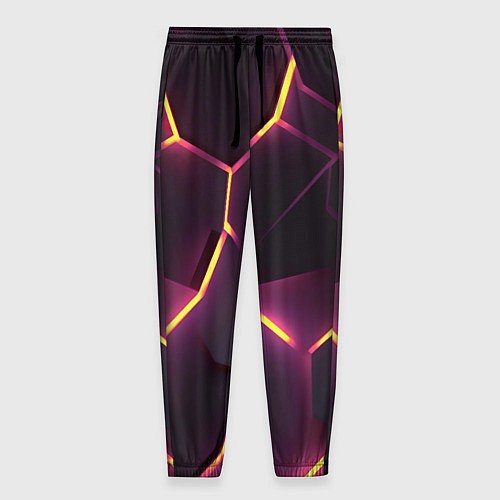 Мужские брюки Пурпурные неоновые плиты / 3D-принт – фото 1