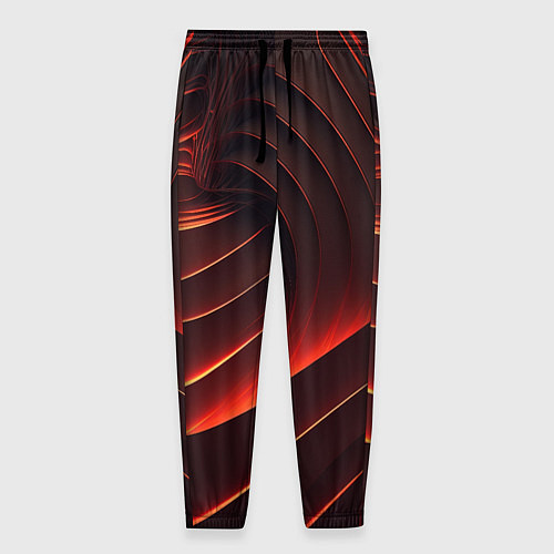 Мужские брюки Красные абстрактные волны / 3D-принт – фото 1