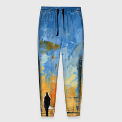 Мужские брюки Нарисованный человеческий силуэт на фоне города