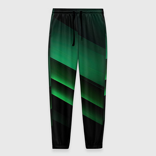 Мужские брюки Черно зеленые полосы / 3D-принт – фото 1
