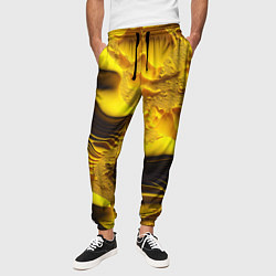 Брюки на резинке мужские Желтая объемная текстура, цвет: 3D-принт — фото 2