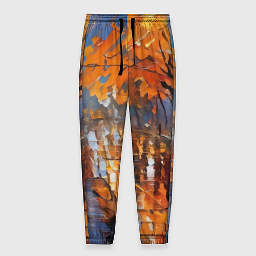 Мужские брюки Осенний город импрессионизм / 3D-принт – фото 1