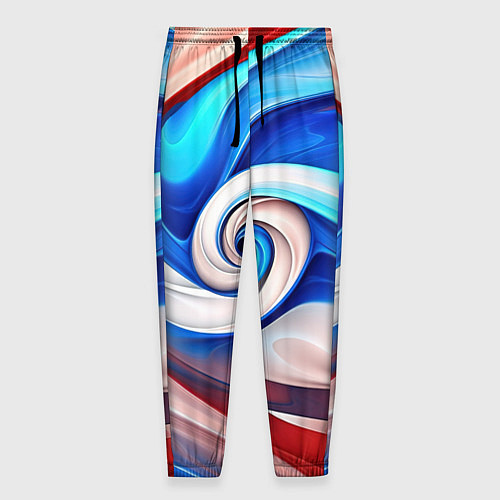 Мужские брюки Волны в цвете флага РФ / 3D-принт – фото 1