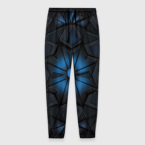 Мужские брюки Калейдоскопные черные и синие узоры / 3D-принт – фото 1
