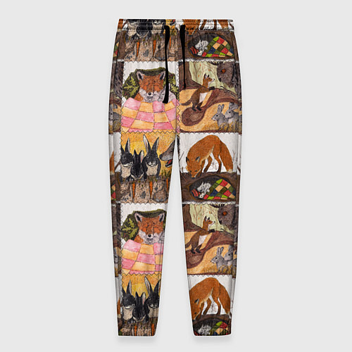 Мужские брюки Коллаж из рисунков с лисой / 3D-принт – фото 1