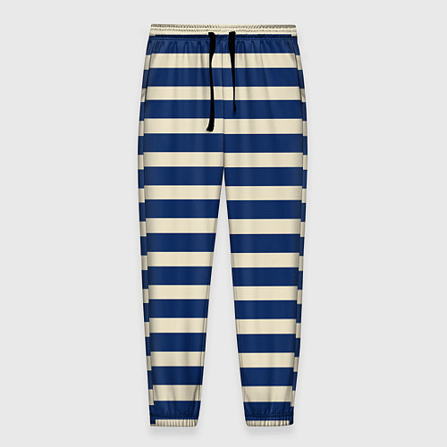 Мужские брюки Полосатый синий и кремовый / 3D-принт – фото 1
