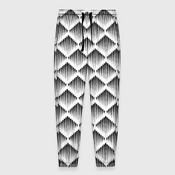 Брюки на резинке мужские Ромбы из черных треугольников, цвет: 3D-принт