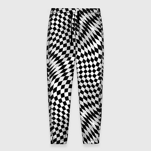 Мужские брюки Черно-белая шахматная иллюзия / 3D-принт – фото 1