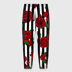 Мужские брюки Полосы и красные розы