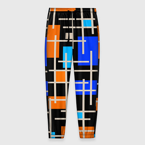 Мужские брюки Разноцветная прямоугольная абстракция / 3D-принт – фото 1