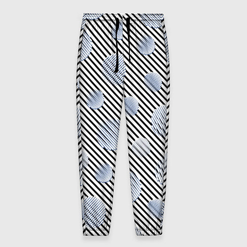 Мужские брюки Серебристые круги на полосатом фоне / 3D-принт – фото 1