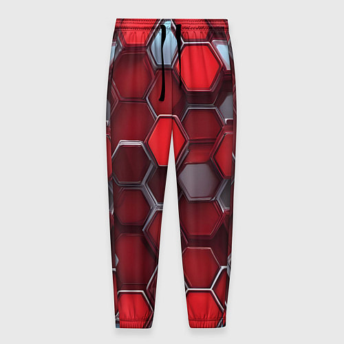 Мужские брюки Cyber hexagon red / 3D-принт – фото 1