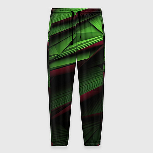 Мужские брюки Зеленые абстрактные полосы / 3D-принт – фото 1
