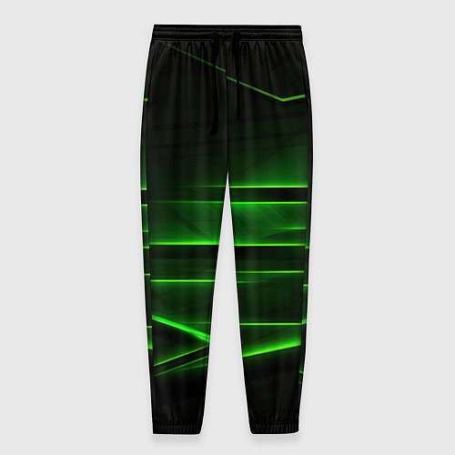 Мужские брюки Green lines abstract / 3D-принт – фото 1