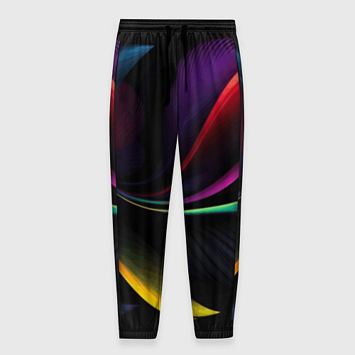 Мужские брюки Ночная абстракция из разноцветных лучей / 3D-принт – фото 1