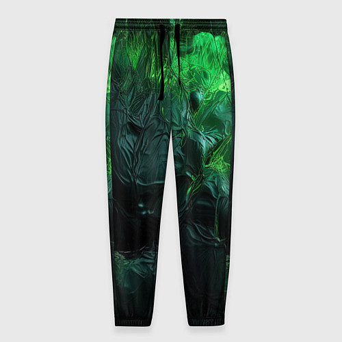 Мужские брюки Зеленая объемная текстура / 3D-принт – фото 1
