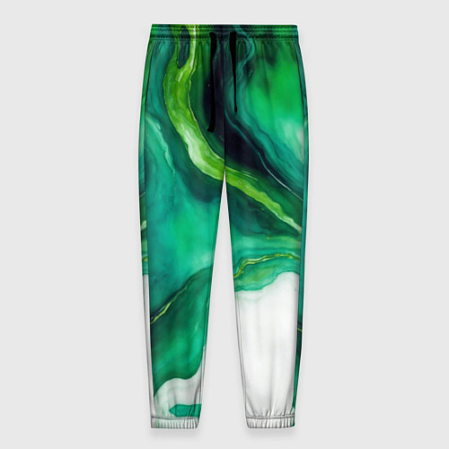 Мужские брюки Жидкий изумруд в стиле арт / 3D-принт – фото 1