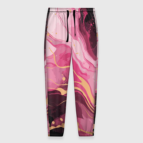 Мужские брюки Абстрактный черно-розовый мраморный узор / 3D-принт – фото 1