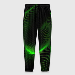 Мужские брюки Зеленая абстракция на черном фоне