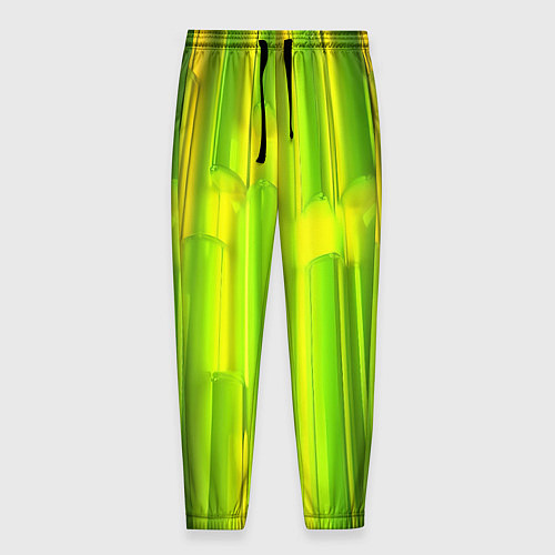 Мужские брюки Зеленые неоновые полосы / 3D-принт – фото 1