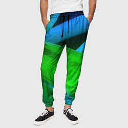 Брюки на резинке мужские Blue green abstract, цвет: 3D-принт — фото 2