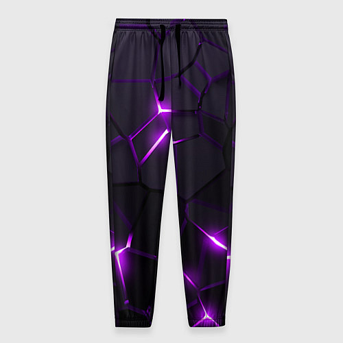 Мужские брюки Неоновые плиты с фиолетовым свечением / 3D-принт – фото 1