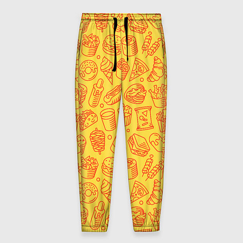 Мужские брюки Фастфуд - жёлтый / 3D-принт – фото 1