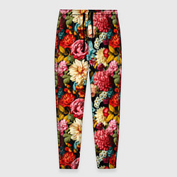 Мужские брюки Узор из роз и разных цветов