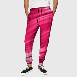 Брюки на резинке мужские Абстрактный волнистый узор в красно-розовых тонах, цвет: 3D-принт — фото 2