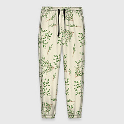 Мужские брюки Веточки с зелеными листьями