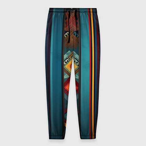 Мужские брюки Этнический орнамент в вертикальную полоску / 3D-принт – фото 1