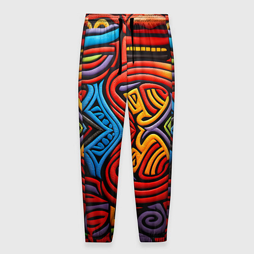 Мужские брюки Разноцветный узор в стиле абстракционизм / 3D-принт – фото 1