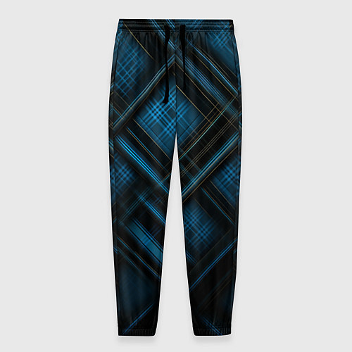 Мужские брюки Тёмно-синяя шотландская клетка / 3D-принт – фото 1