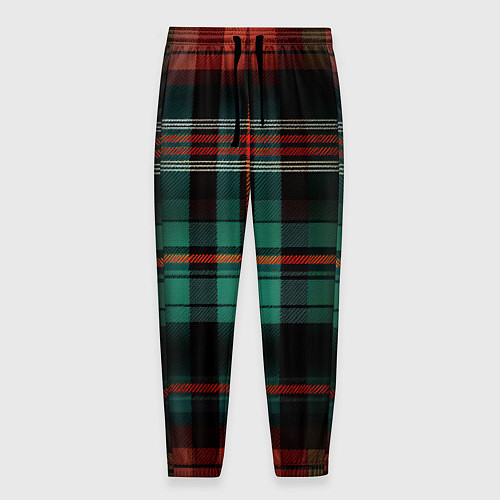 Мужские брюки Красно-зелёная шотландская клетка / 3D-принт – фото 1