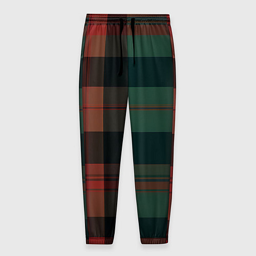 Мужские брюки Зелёно-красная шотландская клетка / 3D-принт – фото 1
