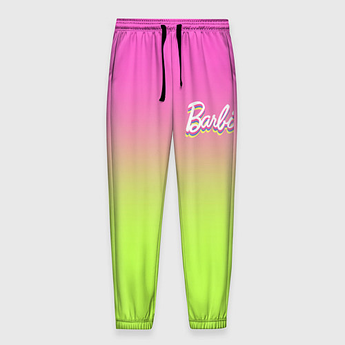 Мужские брюки Барби: градиент розовый и ярко-зеленый / 3D-принт – фото 1