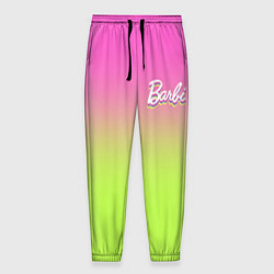Брюки на резинке мужские Барби: градиент розовый и ярко-зеленый, цвет: 3D-принт