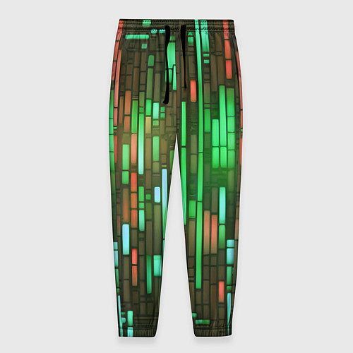 Мужские брюки Неоновые полосы зелёные / 3D-принт – фото 1
