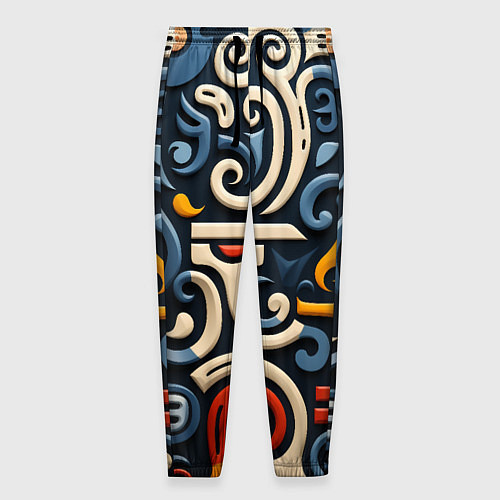 Мужские брюки Абстрактный цветной паттерн в славянском стиле / 3D-принт – фото 1