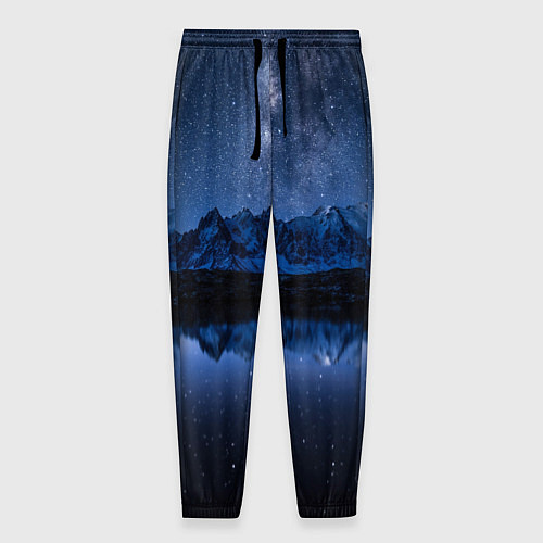 Мужские брюки Галактическая зимняя ночь в горах / 3D-принт – фото 1