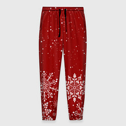 Мужские брюки Текстура снежинок на красном фоне
