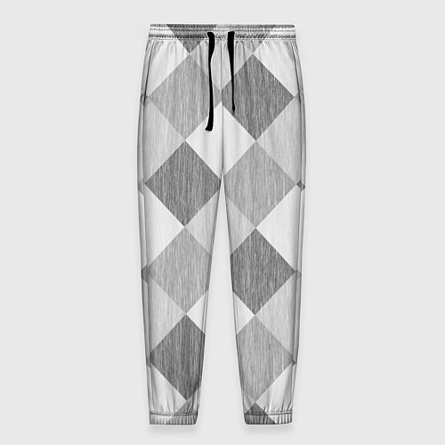 Мужские брюки Серый плед геометрический узор с текстурой / 3D-принт – фото 1