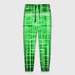 Мужские брюки Зелёные неоновые полосы киберпанк