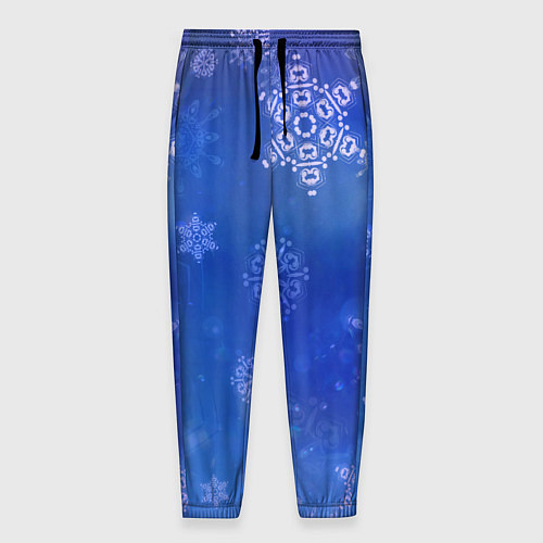 Мужские брюки Декоративные снежинки на фиолетовом / 3D-принт – фото 1