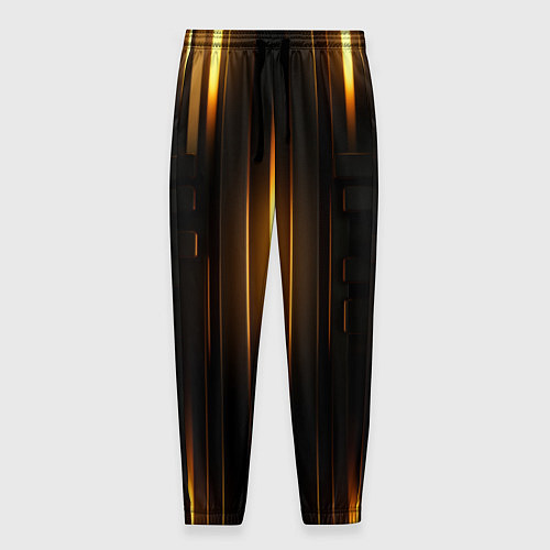 Мужские брюки Неоновый узор черное золото стене / 3D-принт – фото 1